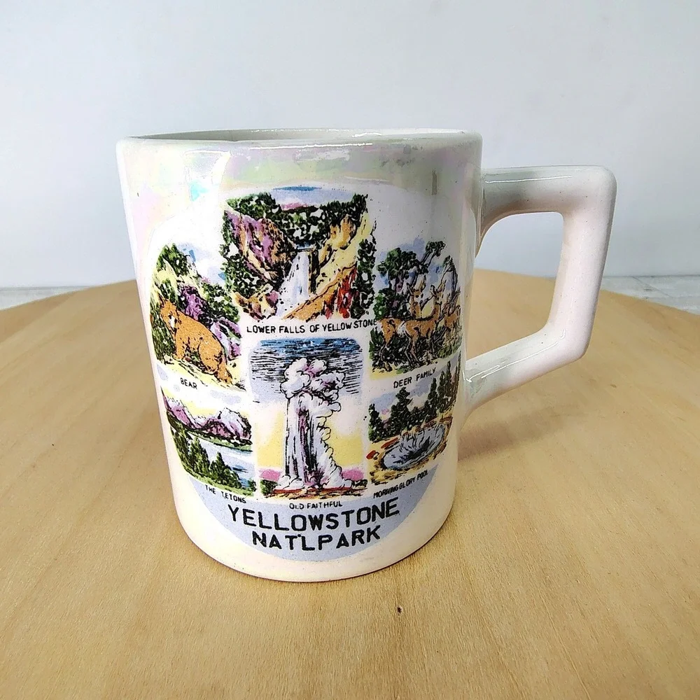 Vtg Yellowstone National Park Souvenir Mug‎ For A Dear Child Pearlescent Finish